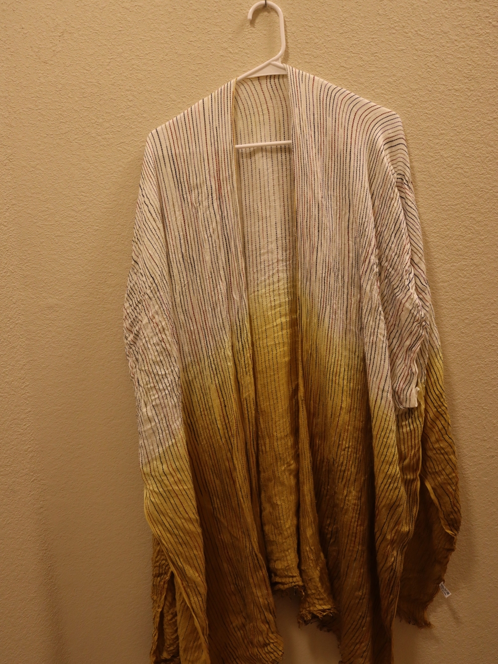 Three Bird Nest Yellow Ombre Ribbed Open Cardigan